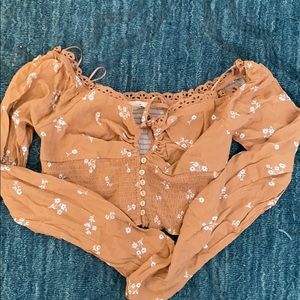 Orange Floral PacSun Long-sleeve Top